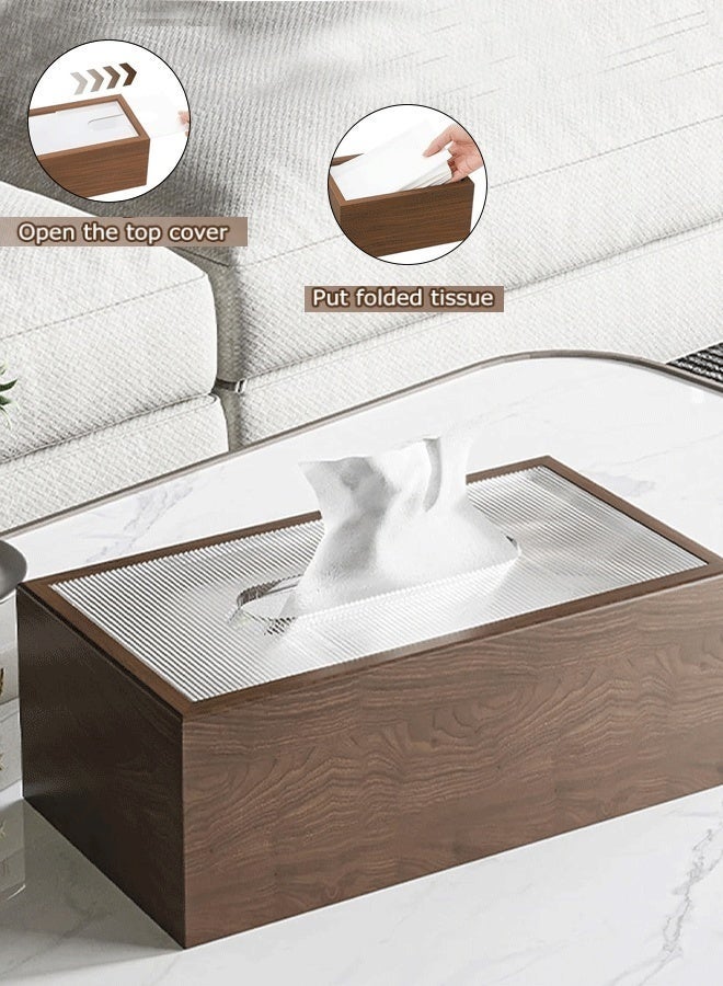 LOKIPA Tissue Box Cover, Rectangular Multifunctional Tissue Box Holder, Wood Decorative Facial Tissue Box Organizer for Living Room Bedroom Home Night Stand Office Table - Image 3